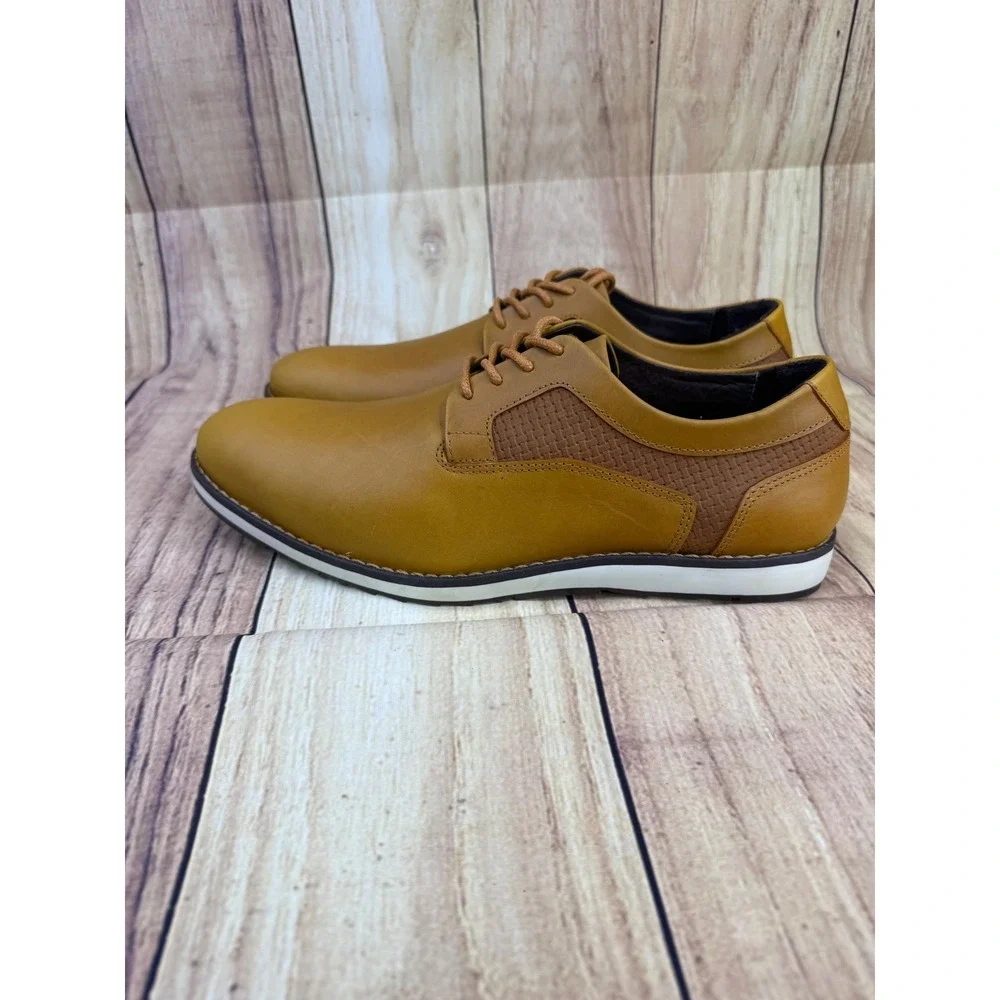 John Candor Mens Leather Oxford Shoes Tan Sneakers Size 10.5 Made in Colombia